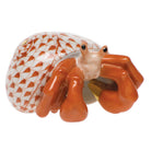 Rust fishnet Hermit Crab Figurine figurine, hand-painted Herend porcelain with 24k gold accents