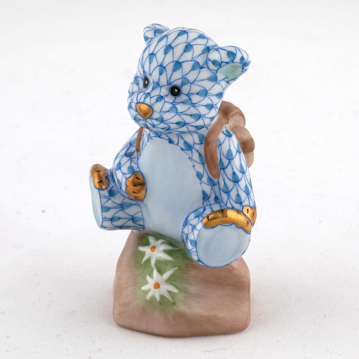 Herend Hiking Bear Figurine – Blue, alternate view