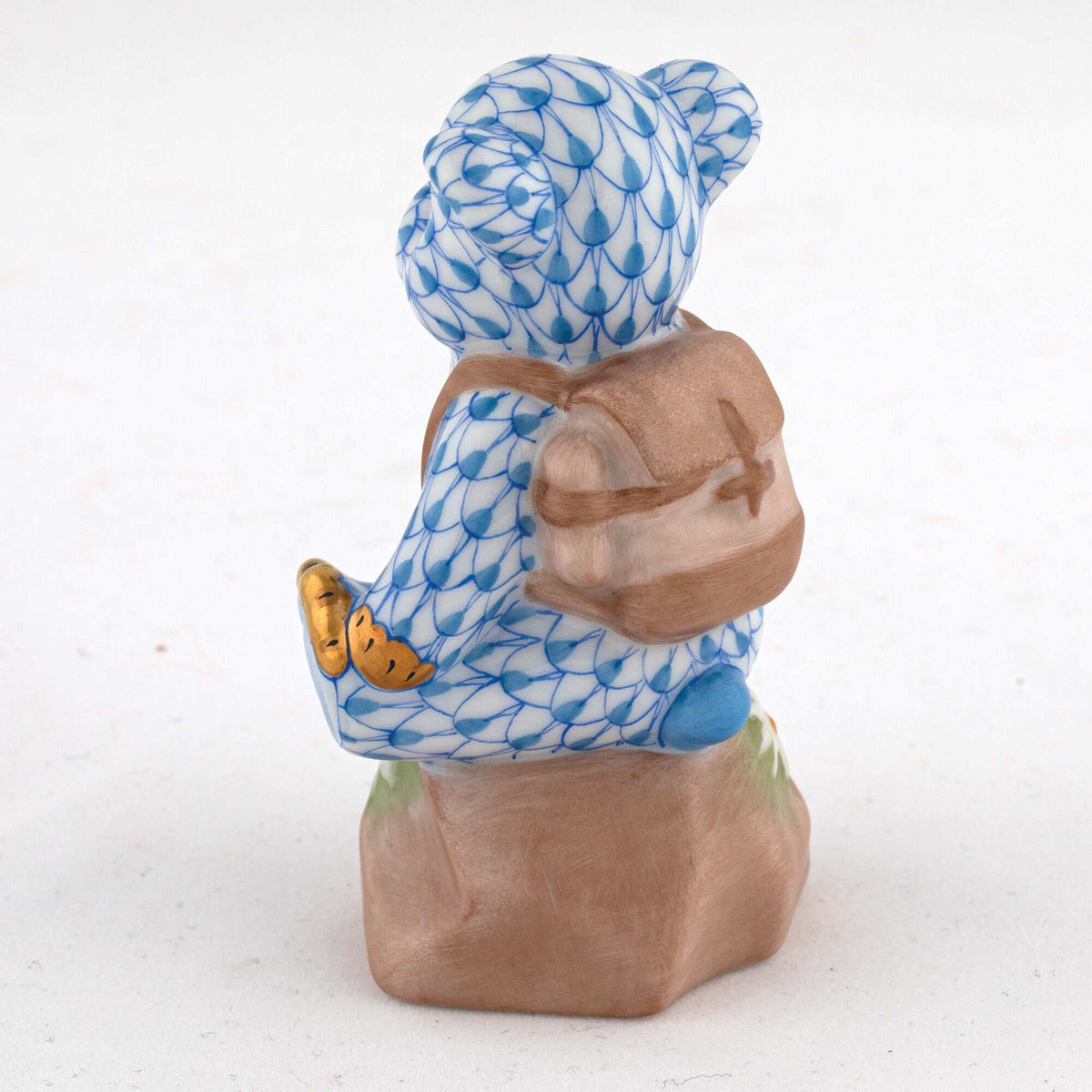 Herend Hiking Bear Figurine – Blue, alternate view