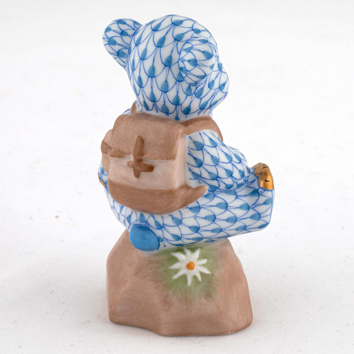 Herend Hiking Bear Figurine – Blue, alternate view