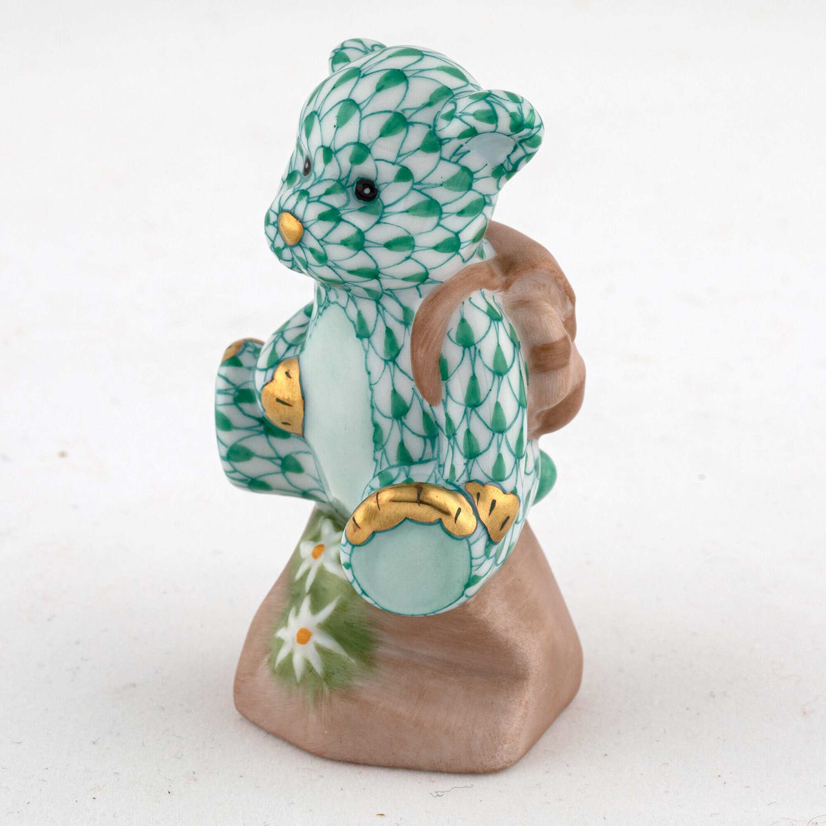 Herend Hiking Bear Figurine – Green, alternate view