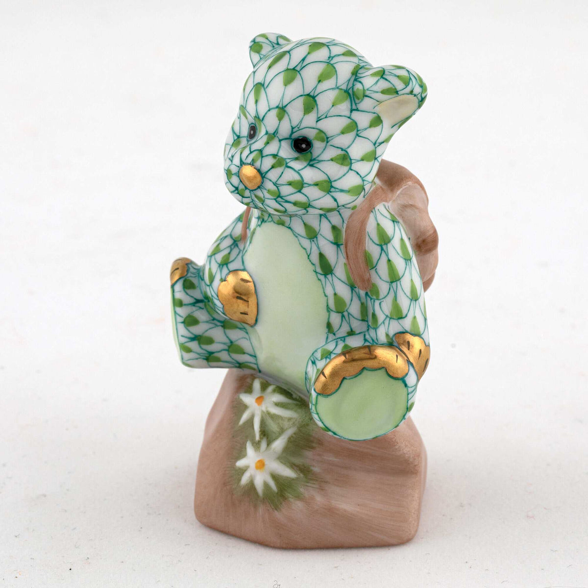 Herend Hiking Bear Figurine – Key Lime, alternate view