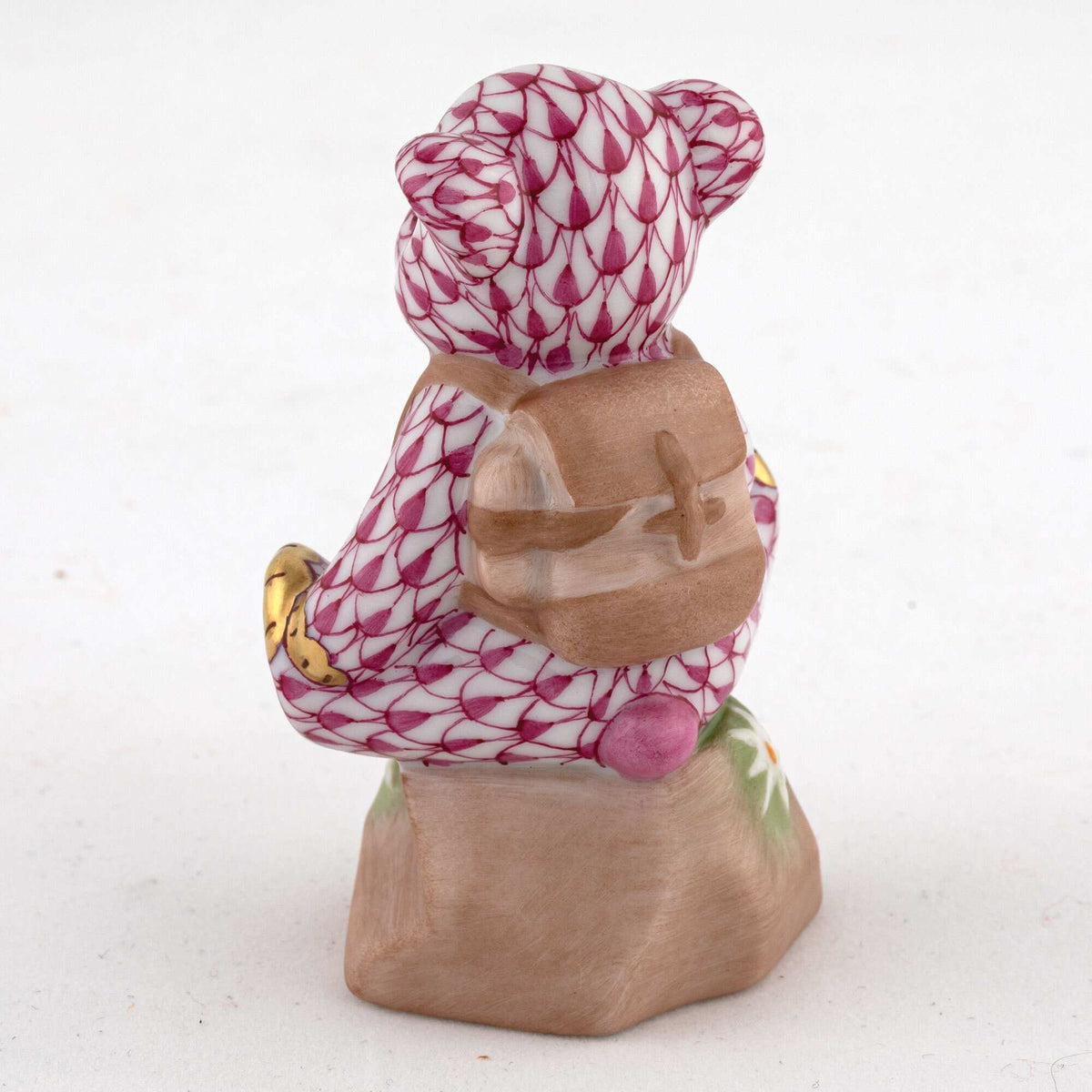 Herend Hiking Bear Figurine – Raspberry, alternate view