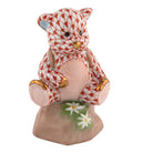 Herend Hiking Bear Figurine porcelain figurine painted in the Rust fishnet pattern