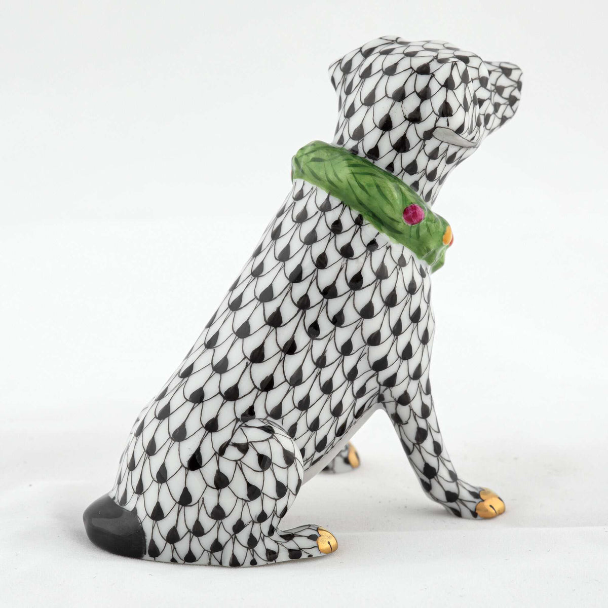 Herend Holiday Dog Figurine – Black, alternate view