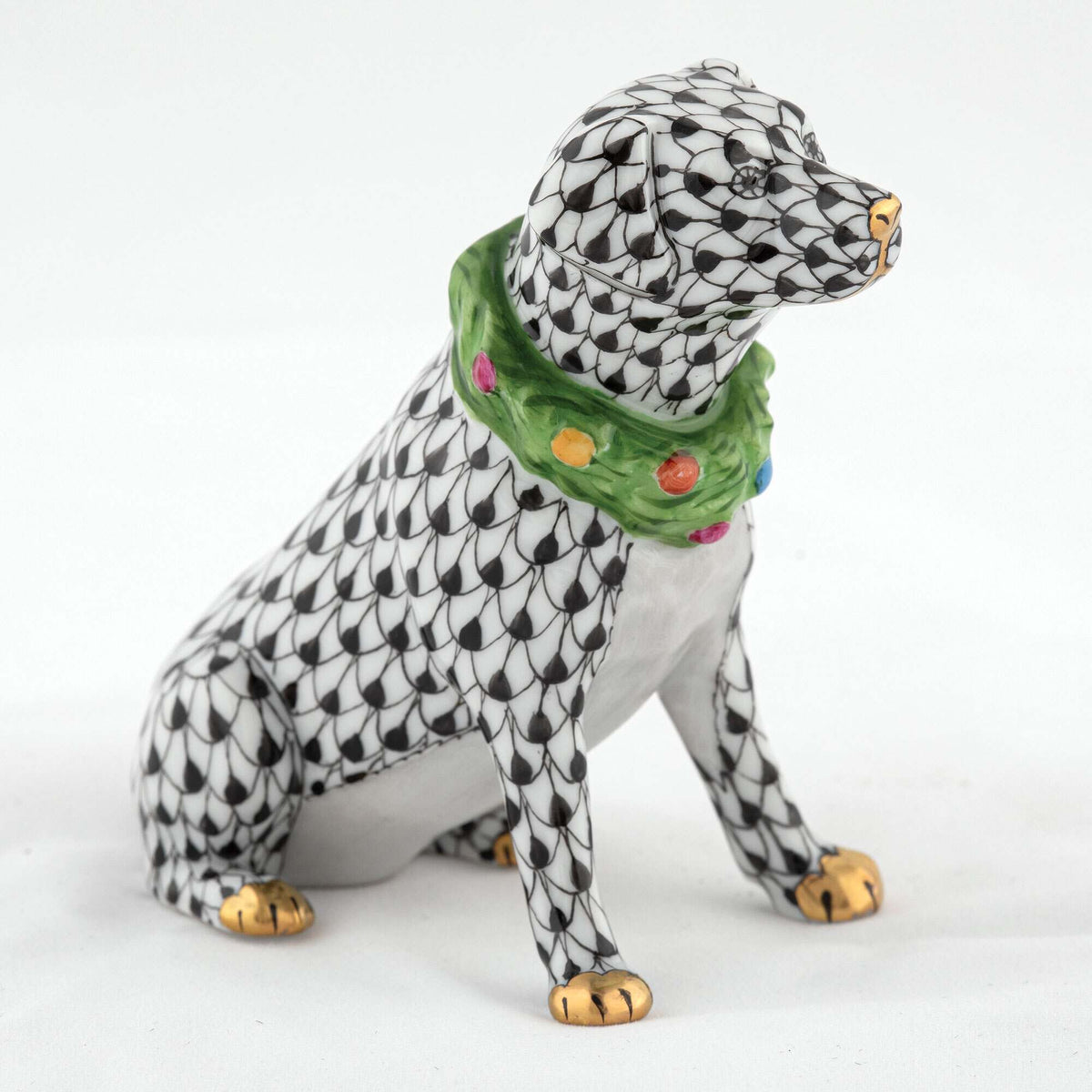 Herend Holiday Dog Figurine – Black, alternate view