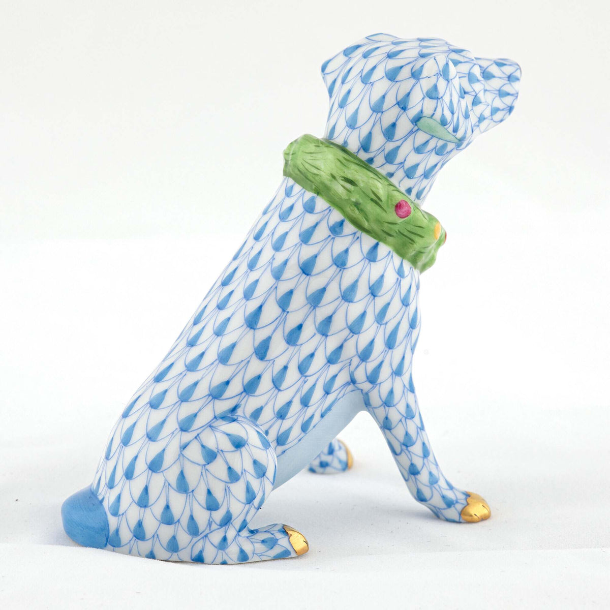 Herend Holiday Dog Figurine – Blue, alternate view
