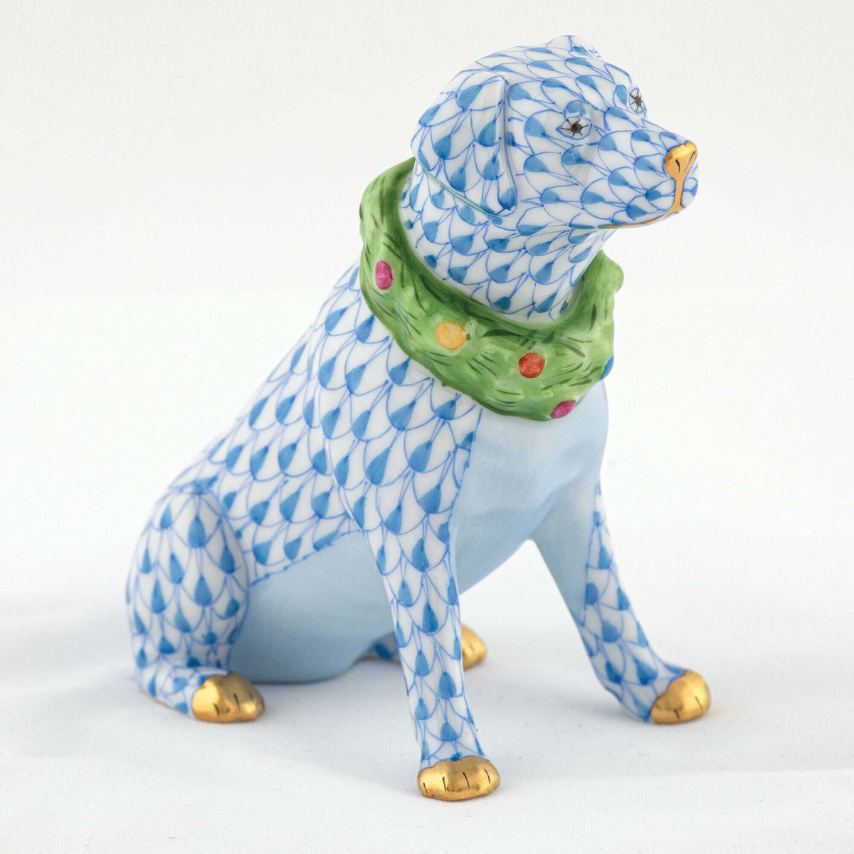 Herend Holiday Dog Figurine – Blue, alternate view