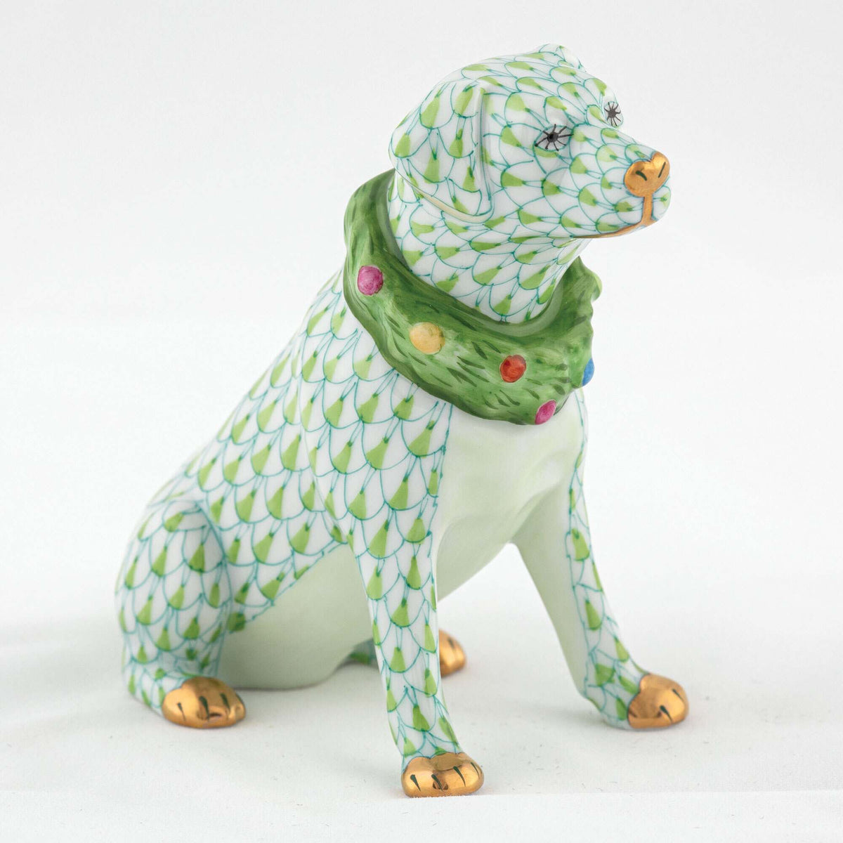 Herend Holiday Dog Figurine – Key Lime, alternate view