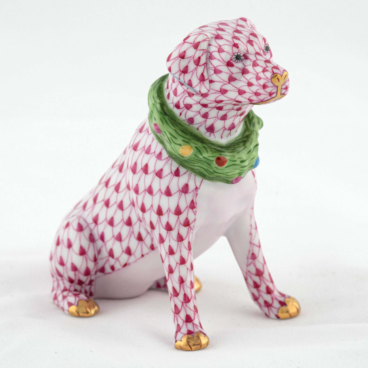 Herend Holiday Dog Figurine – Raspberry, alternate view