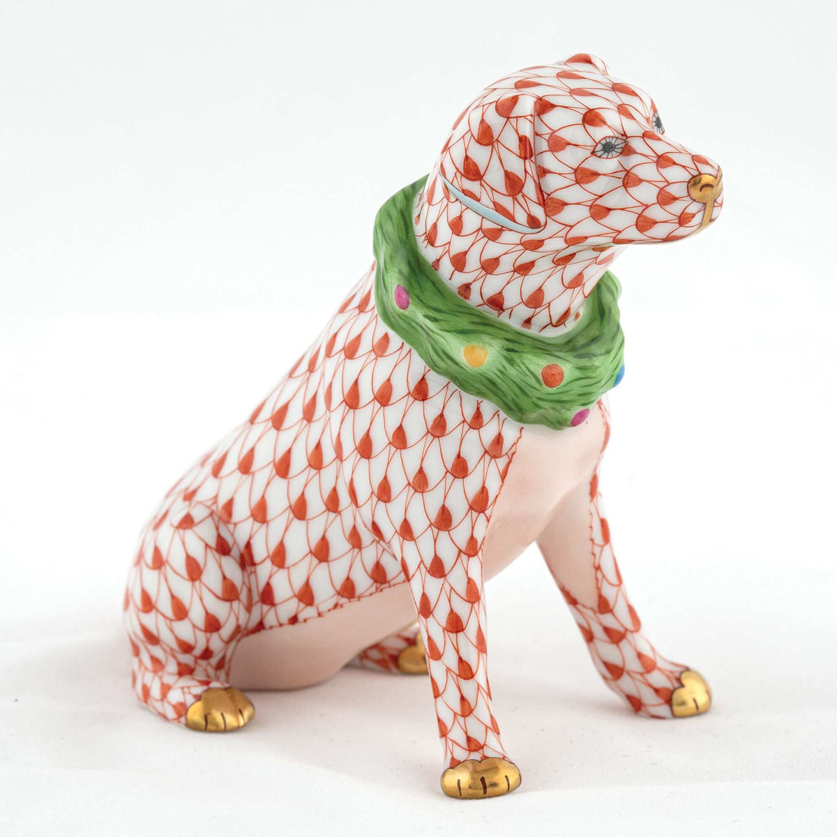 Herend Holiday Dog Figurine – Rust, alternate view