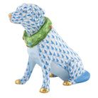 Holiday Dog Figurine in hand-painted Blue porcelain by Herend of Hungary