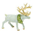 Herend Holiday Reindeer Figurine porcelain figurine painted in the Key Lime fishnet pattern