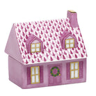 Hand-painted Herend Home Sweet Home Figurine in Raspberry fishnet porcelain on a white background