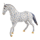 Hand-painted Herend Horse Figurine in fine porcelain, 11in L X 3in W X 8.25in H, on a white background
