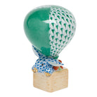 Herend Hot Air Balloon Bunny Figurine porcelain figurine painted in the Green-Blue fishnet pattern
