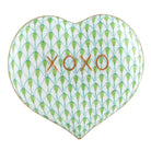 Herend Hugs and Kisses Heart Figurine porcelain figurine painted in the Key Lime fishnet pattern