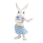 Blue fishnet Hula Bunny Figurine figurine, hand-painted Herend porcelain with 24k gold accents