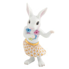 Hand-painted Herend Hula Bunny Figurine in Butterscotch fishnet porcelain on a white background