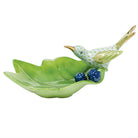 Key Lime fishnet Hummingbird on Leaf Figurine figurine, hand-painted Herend porcelain with 24k gold accents