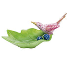 Herend Hummingbird on Leaf Figurine porcelain figurine painted in the Raspberry fishnet pattern