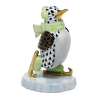 Ice Skating Penguin Figurine in hand-painted Black porcelain by Herend of Hungary