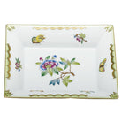 Hand-painted Herend Jewelry Tray Decorative Plate in fine porcelain, 7.5in L X 6.25in W, on a white background