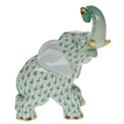 Green fishnet Joyful Elephant Figurine figurine, hand-painted Herend porcelain with 24k gold accents
