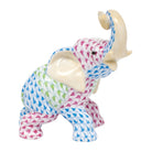 Multicolor fishnet Joyful Elephant Figurine figurine, hand-painted Herend porcelain with 24k gold accents