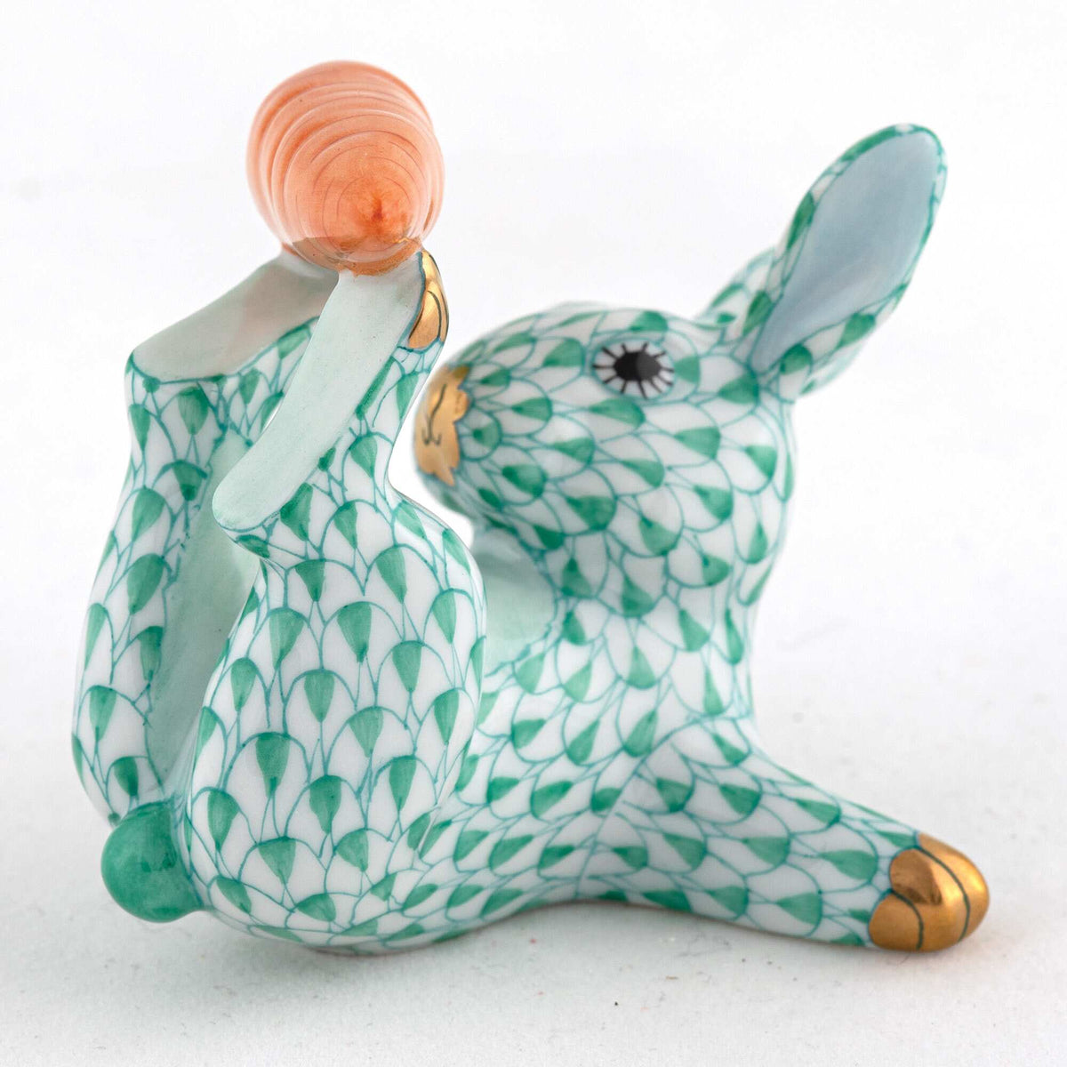 Herend Juggler Bunny Figurine – Green, alternate view