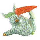 Herend Juggler Bunny figurine in Keylime with key lime green fishnet pattern with gold accents on a white background