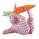 Raspberry fishnet Juggler Bunny Figurine figurine, hand-painted Herend porcelain with 24k gold accents