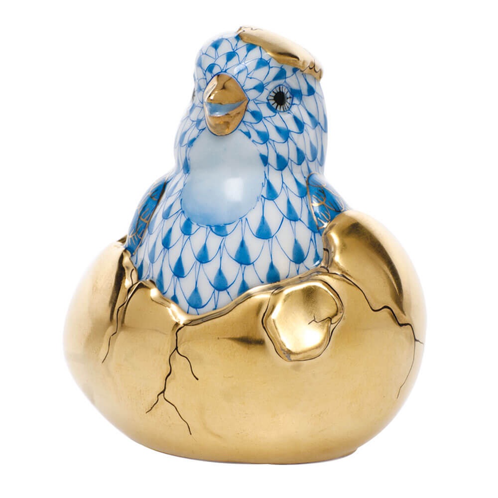 Just Hatched Figurine in hand-painted Blue porcelain by Herend of Hungary