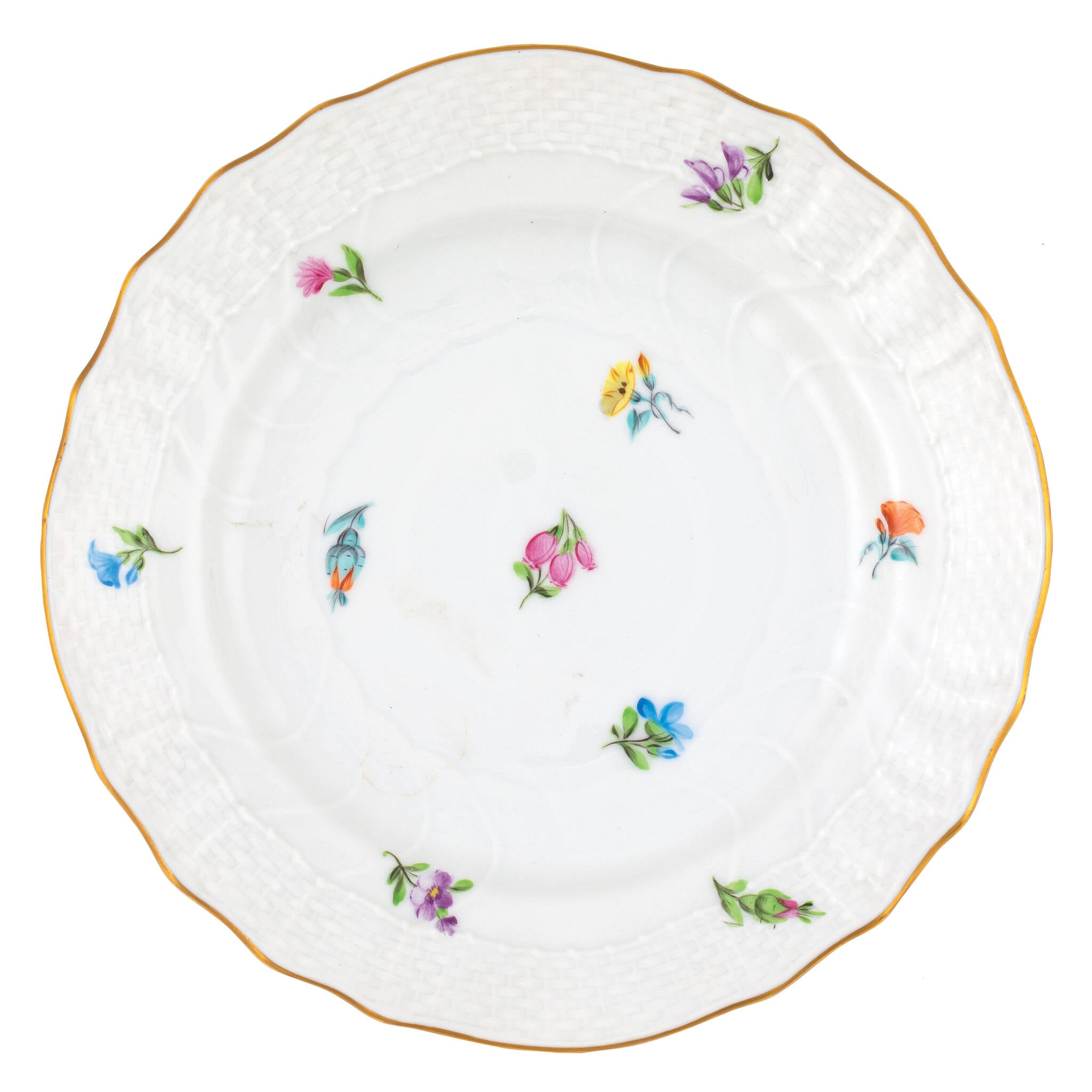 Hand-painted Herend Kimberley Bread and Butter Plate in fine porcelain, 6in D, on a white background