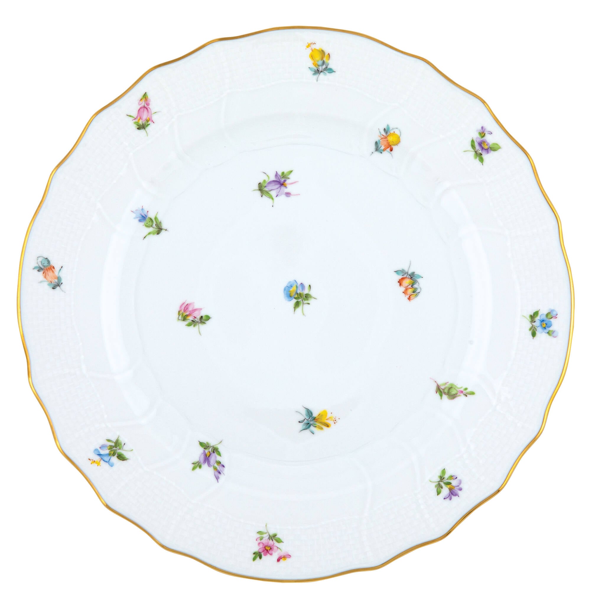 Hand-painted Herend Kimberley Dinner Plate in fine porcelain, 10.5in D, on a white background