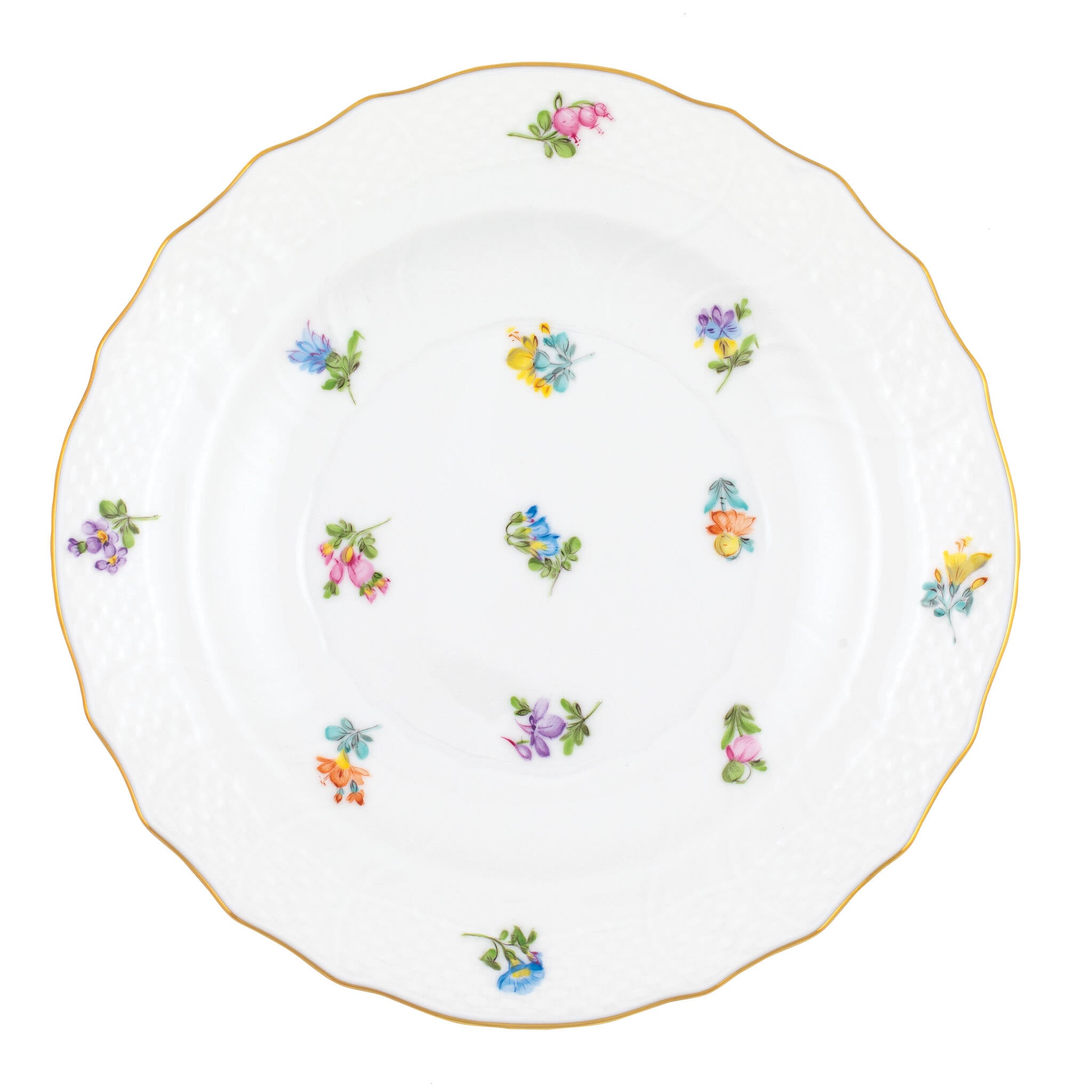 Hand-painted Herend Kimberley Salad Plate in fine porcelain, 7.5in D, on a white background