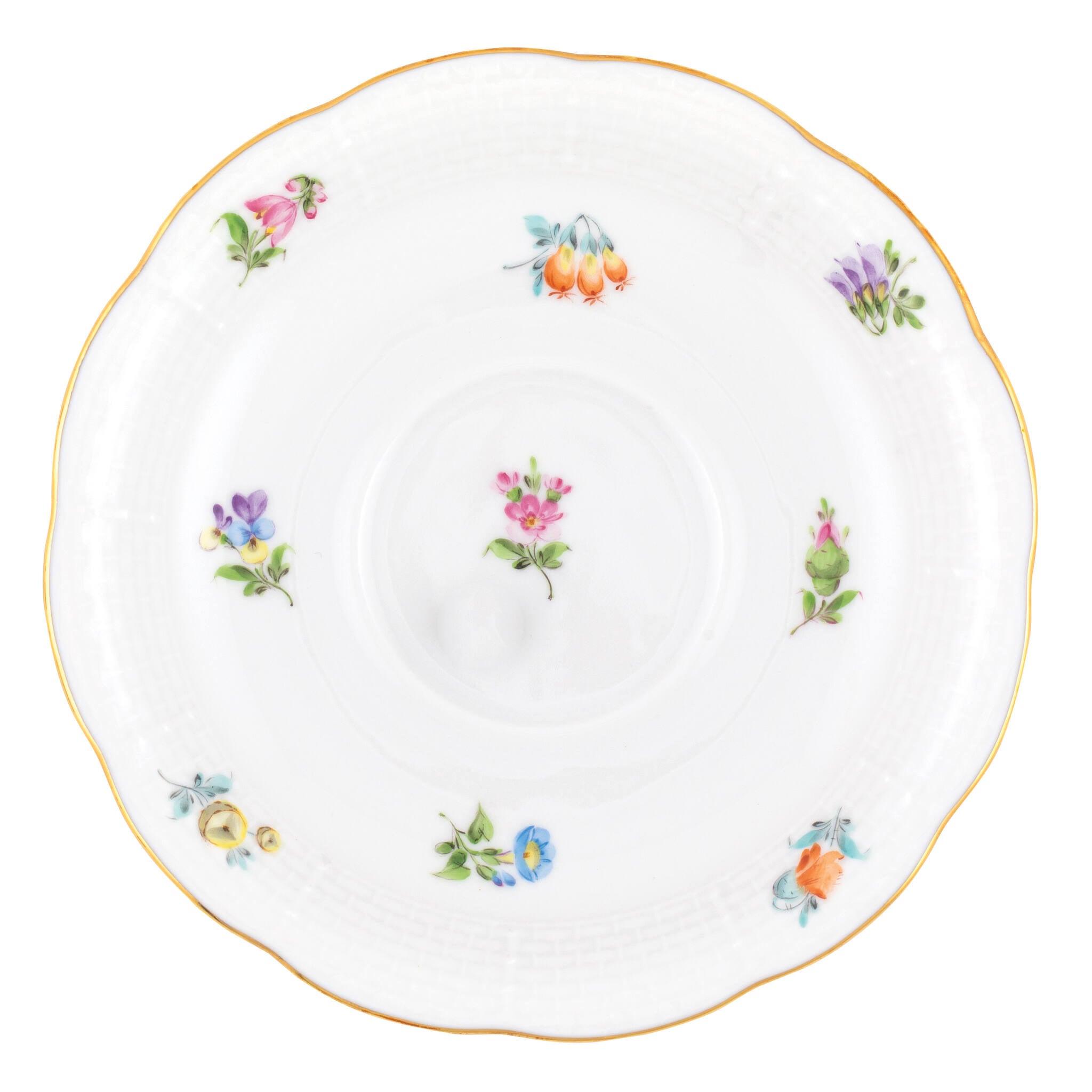 Hand-painted Herend Kimberley Tea Saucer Cup & Saucer Set in fine porcelain, 6in D, on a white background