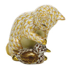 Kitten and Duckling Figurine in hand-painted Butterscotch-Chocolate porcelain by Herend of Hungary
