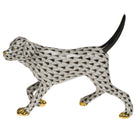 Black fishnet Labrador Walking Figurine figurine, hand-painted Herend porcelain with 24k gold accents