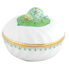 Herend Ladybug Box porcelain figurine painted in the Key Lime fishnet pattern