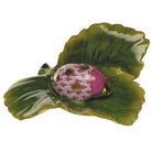 Herend Ladybug Figurine porcelain figurine painted in the Raspberry fishnet pattern