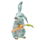 Herend Large Bunny with Carrot Figurine porcelain figurine painted in the Green fishnet pattern