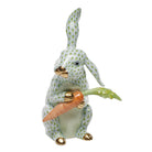 Herend Large Bunny with Carrot Figurine porcelain figurine painted in the Key Lime fishnet pattern