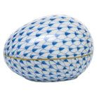 Large Egg Figurine in hand-painted Blue porcelain by Herend of Hungary