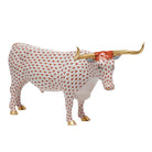 Hand-painted Herend Large Longhorn Figurine in fine porcelain, 14in L X 7.5in H, on a white background