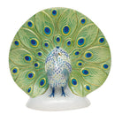 Hand-painted Herend Large Peacock Figurine in fine porcelain, 9.75in W X 9.25in H, on a white background