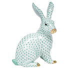 Green fishnet Large Sitting Bunny Figurine figurine, hand-painted Herend porcelain with 24k gold accents