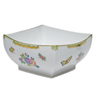 Hand-painted Herend Large Square Bowl in fine porcelain, 8in L X 4in H, on a white background