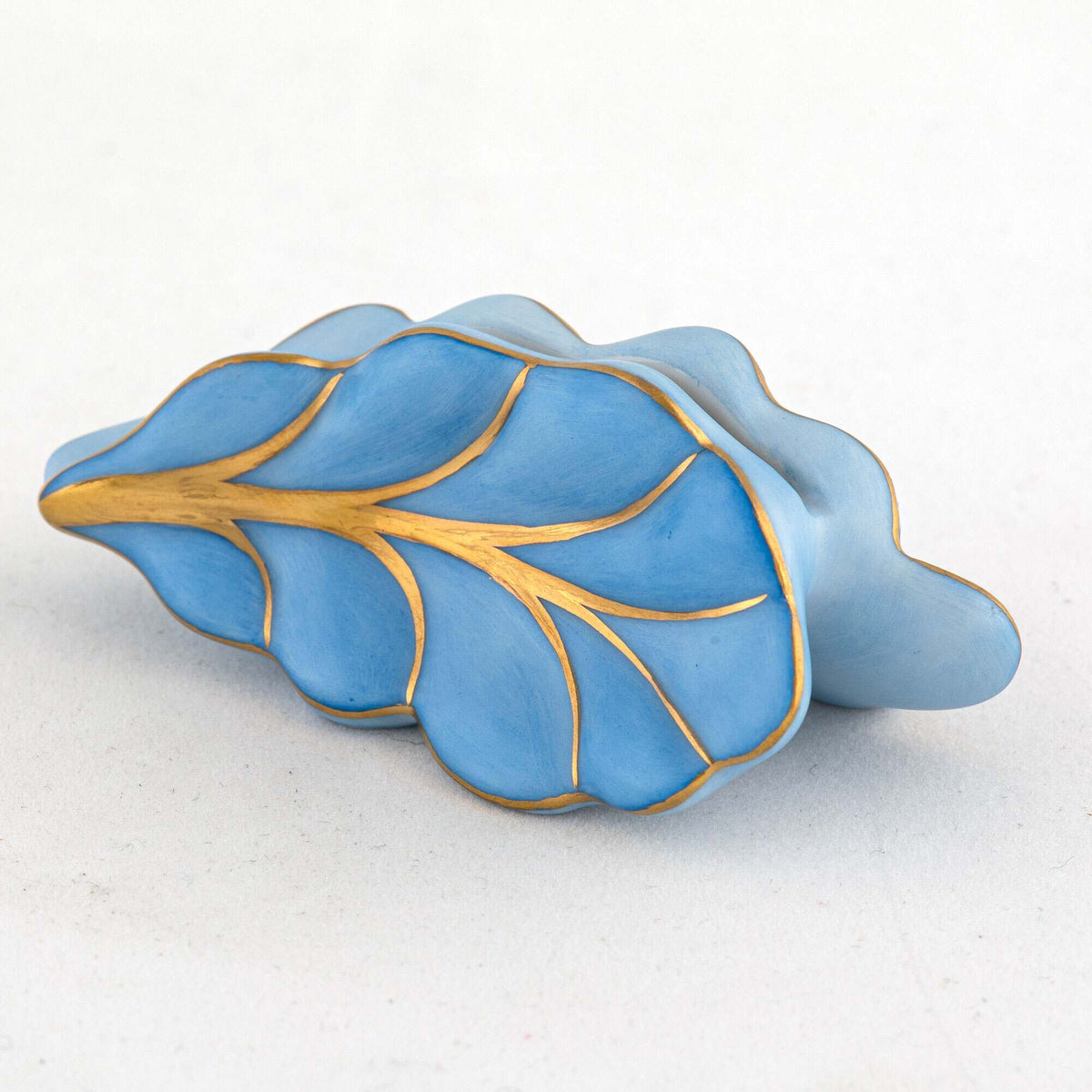 Herend Leaf Place Card Holder – Blue, alternate view