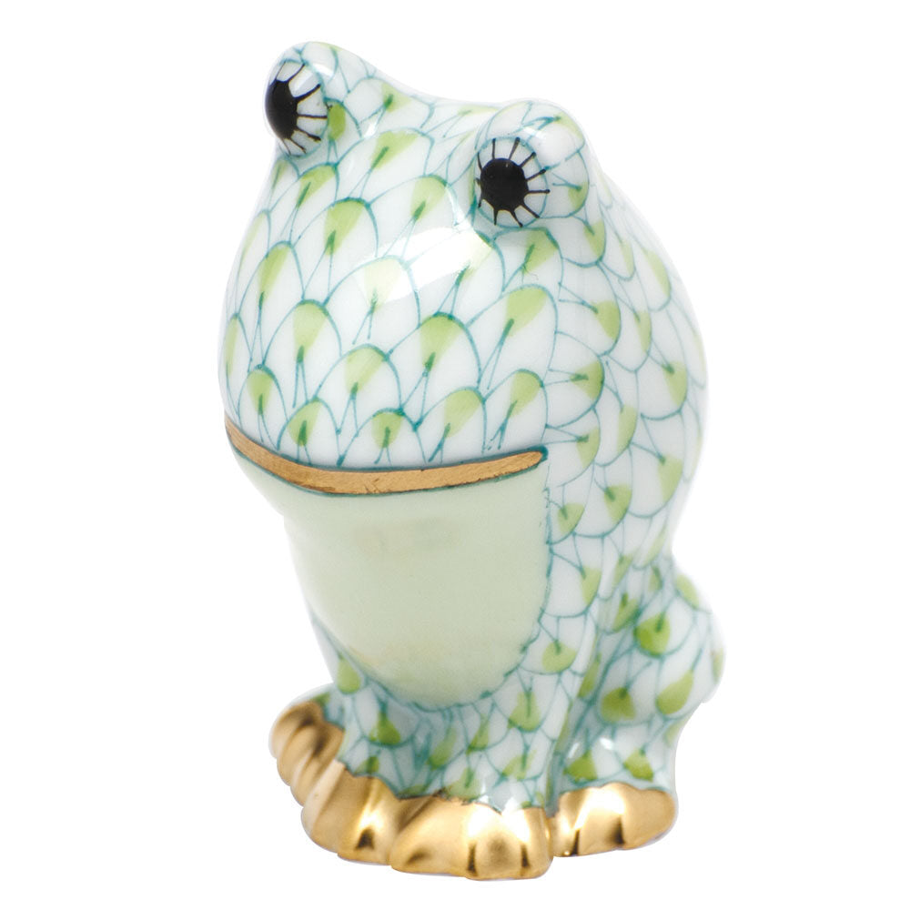 Hand-painted Herend Leapin Louie Figurine in fine porcelain, 1.75in H, on a white background